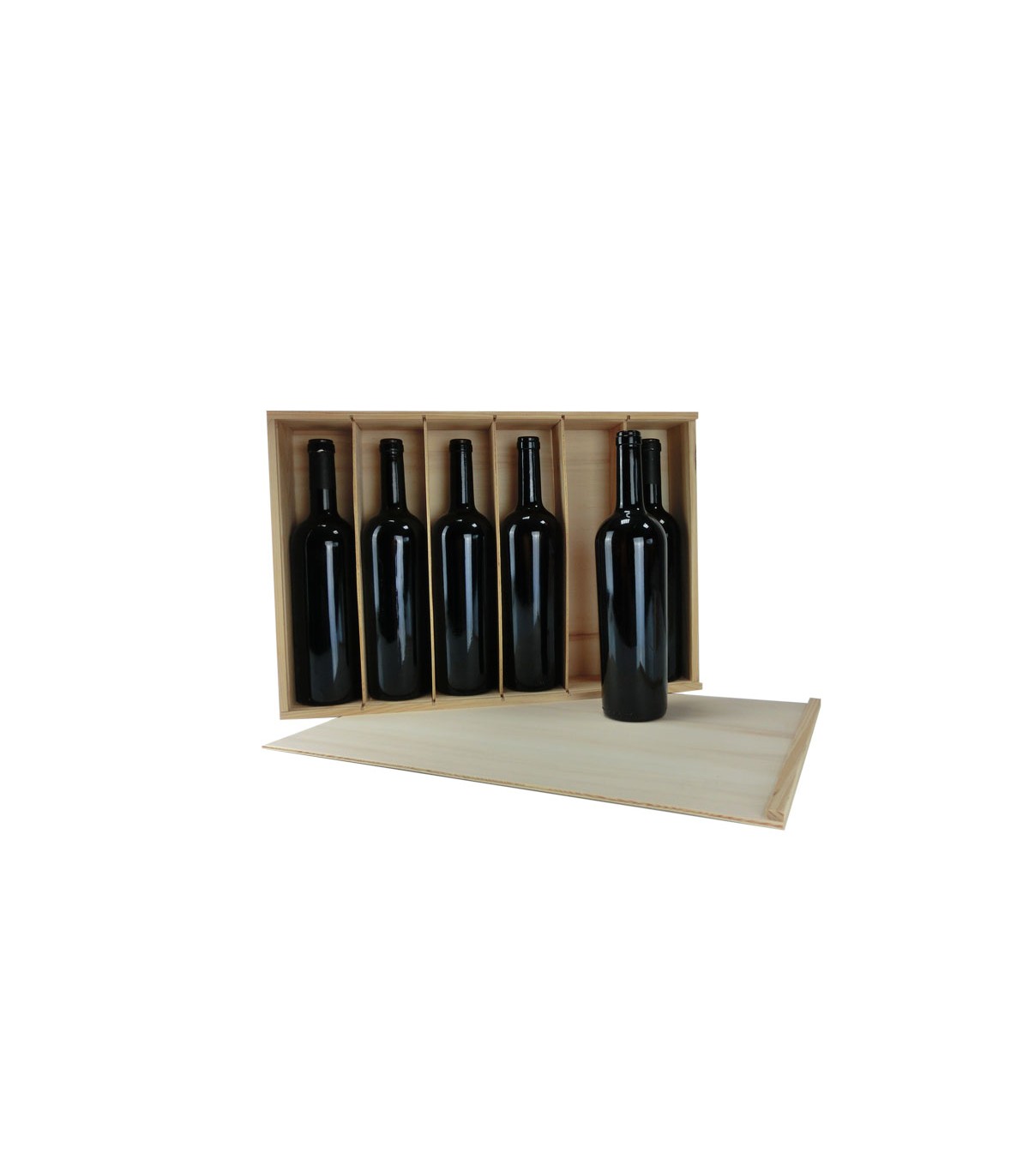 Caja de vino caja de madera Conde Predappio para 6 botellas caja decorativa tapa plegable 