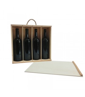 Caja de madera para cuatro botellas de vino