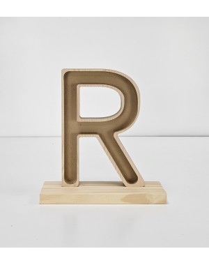 Letra R con peana decorativa en madera personalizable