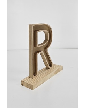 Letra R con peana decorativa en madera personalizable
