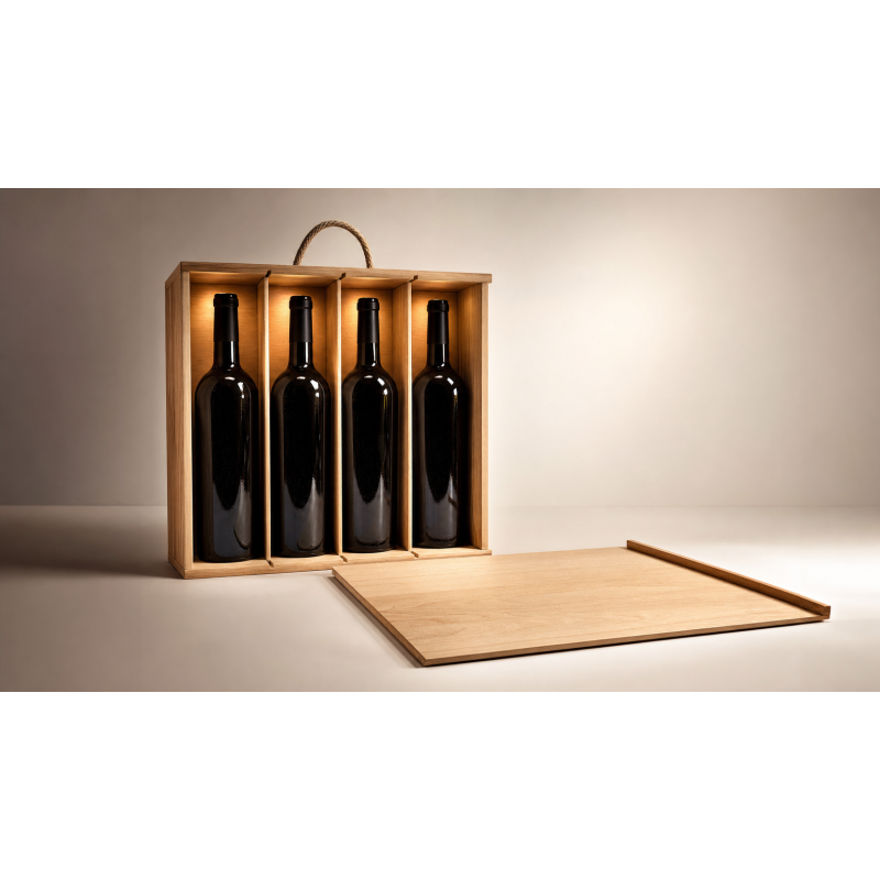 Estuche de madera para 4 botellas | Fabricación CNC Madera