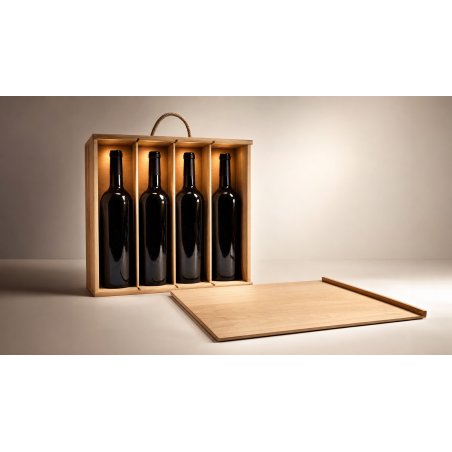 Estuche de madera para 4 botellas | Fabricación CNC Madera