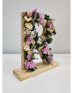 Letra R con peana decorativa en madera personalizable