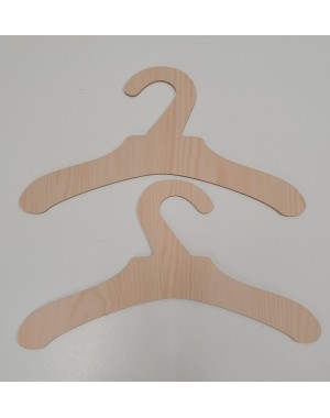 Perchas de MDF Personalizables 3mm Color Pino , lotes de 100 Unidades , ideales para Ropa de Bebés y publicidad
