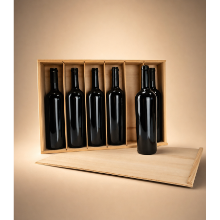 Caja de madera para 6 botellas (Caja Completa) | Estuches Plamar