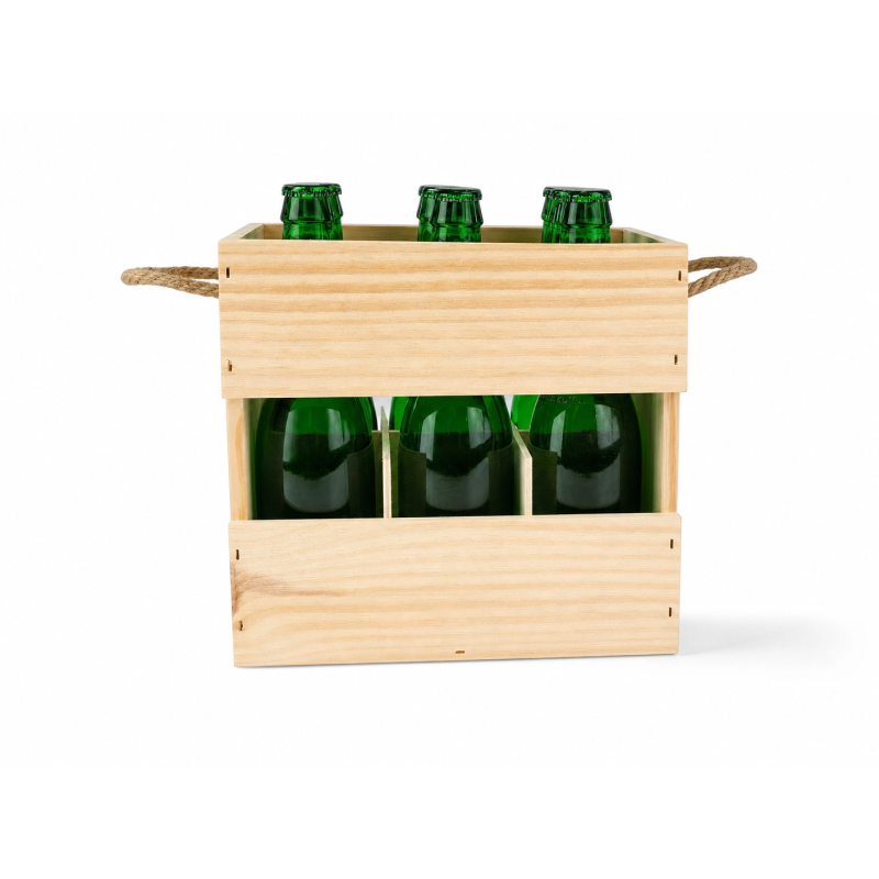 Caja de Madera para  Tercios de Cerveza | Con Separadores y Asas