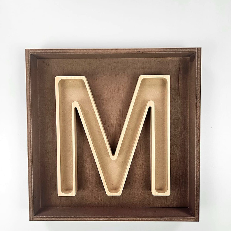 Caja Marco Madera con Colgador para Letra Inicial · 34×34 cm | Estuches Plamar