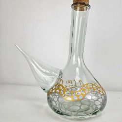 Porrón de Cristal Decorado 1L Serigrafía Dorada · Outlet 15€ | Estuches Plamar