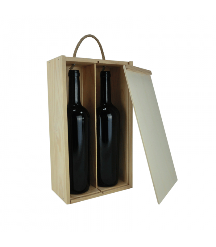 Caja de madera para 2 botellas