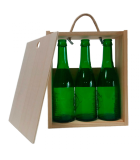 Caja de madera para tres cervezas