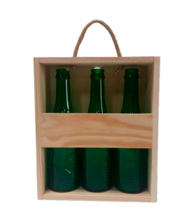 Caja de madera para tres cervezas