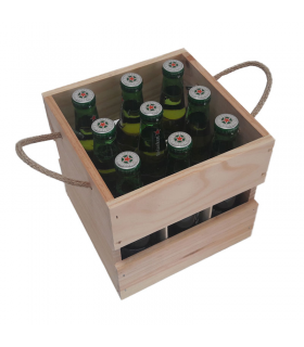 Caja de madera para 6 botellas de tercio de cerveza