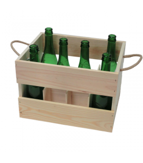 Caja de madera para 6 botellas de tercio de cerveza