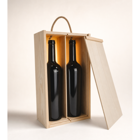 Estuche de madera para 2 botellas | Calidad Artesanal Estuches Plamar