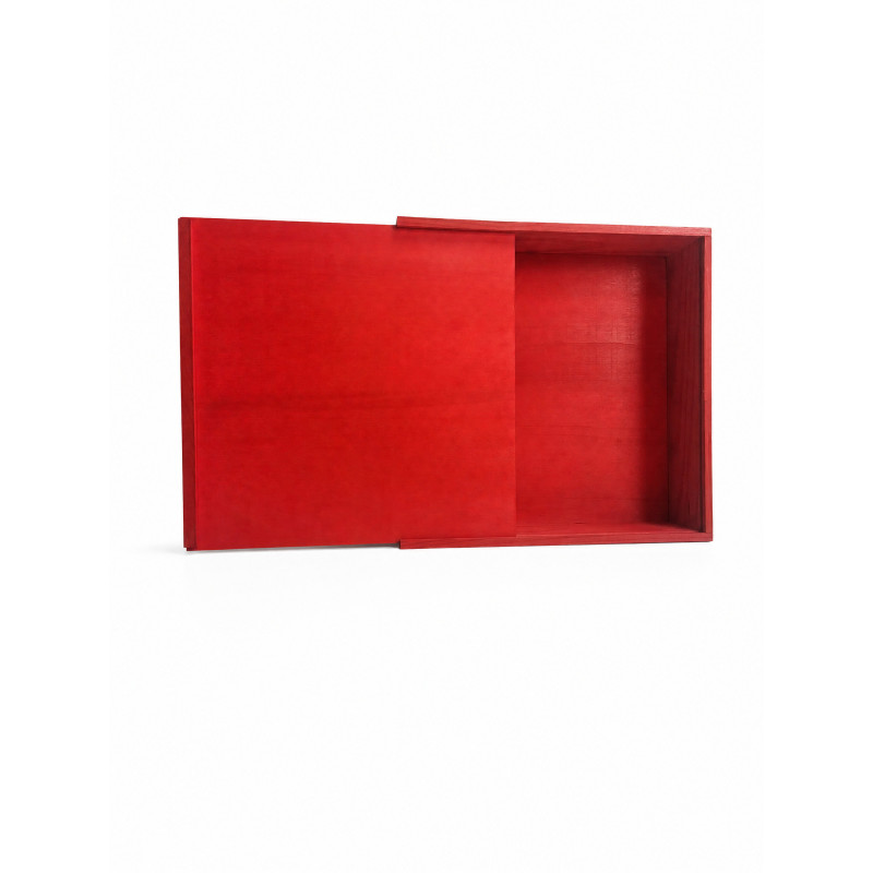 Caja Madera Roja Tapa Corredera | Outlet | Regalos Navidad