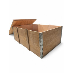 Caja de madera reforzada con tapa