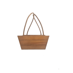 Cesta de Madera con Asa de Mimbre