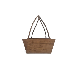 Cesta de Madera con Asa de Mimbre