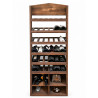 Botellero vertical de madera disponible en dos modelos, con diferentes configuraciones en la parte inferior. Incluye varios esta
