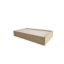Lote de 12 cajas de madera natural con tapa corredera – 39 x 22 x 6,2 cm
