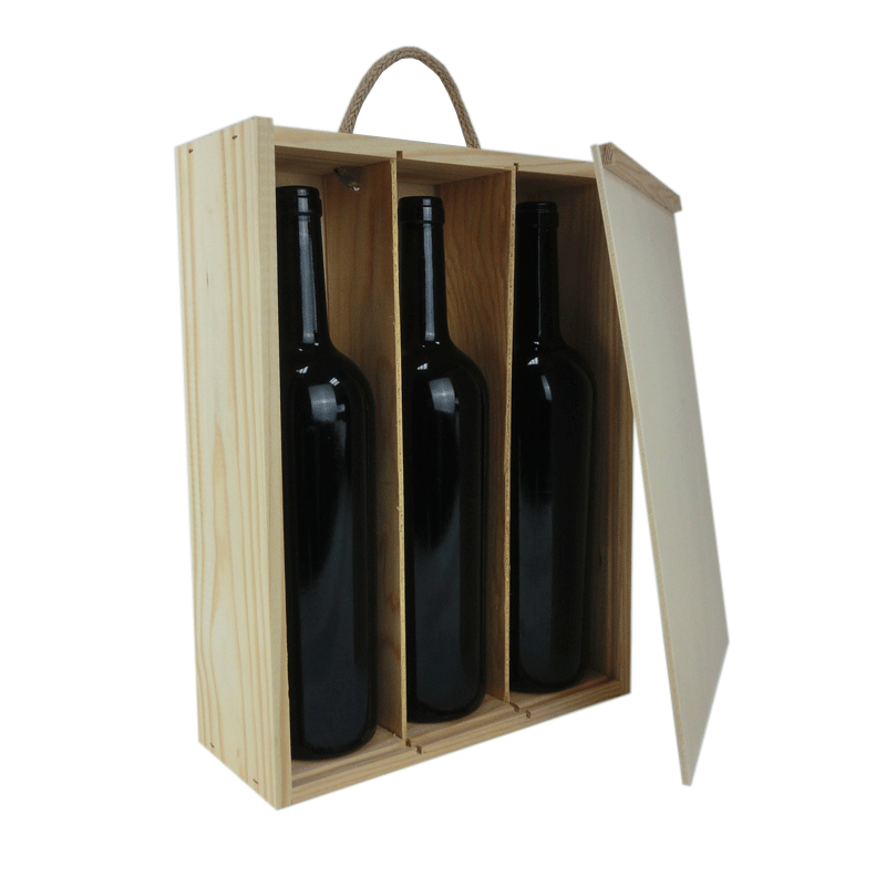 dulce Quedar asombrado Emular Caja de madera para tres botellas de vino | Estuches de madera online